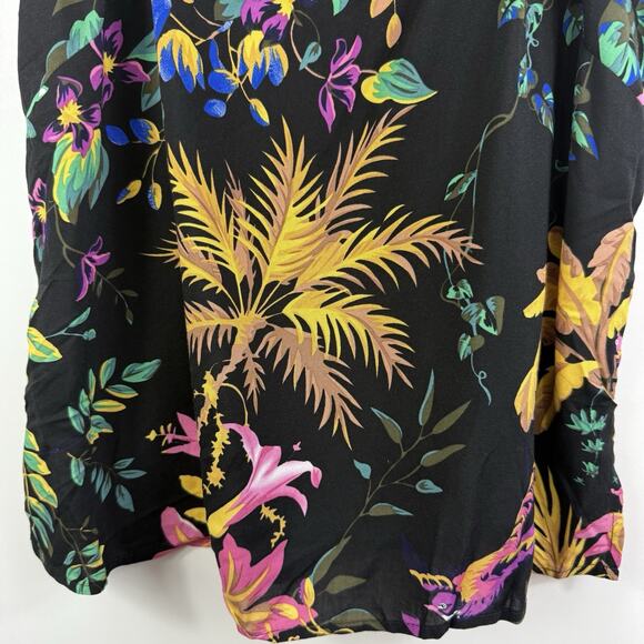 New Tropical Cynthia Rowley Black Floral Bird Print Tank Top Small Dark Floral - Picture 3 of 10